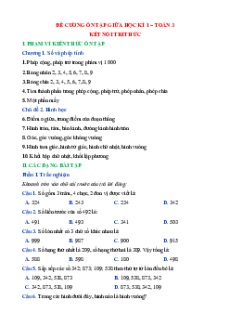 Đề cương ôn tập Giữa kì 1 Toán lớp 3 Kết nối tri thức