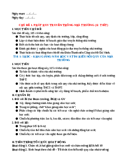 Giáo án HĐTN 10 Kết nối tri thức Chủ đề 1. Phát huy truyền thống nhà trường