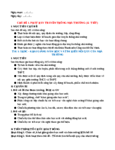 Giáo án HĐTN 10 Kết nối tri thức Chủ đề 1. Phát huy truyền thống nhà trường