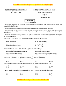 Đề thi thử Toán trường Chuyên Lào Cai năm 2021
