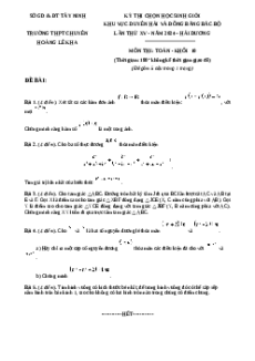Đề thi HSG Toán 10 Trường THPT Chuyên Hoàng Lê Kha - Tây Ninh