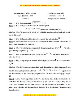 Đề thi cuối kì 2 Toán 10 năm 2024 trường THPT Hùng Vương - Hồ Chí Minh
