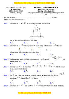 Đề thi thử tốt nghiệp Toán Sở Hải Dương lần 1 năm 2024