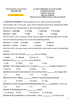 Đề thi vào 10 Tiếng Anh Tỉnh Bến Tre năm 2023-2024