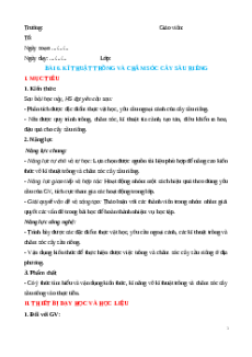 Giáo án Bài 6: Kĩ thuật trồng và chăm sóc cây sầu riêng Công nghệ 9 Trồng cây ăn quả Kết nối tri thức