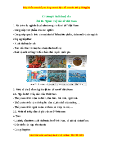 Lý thuyết Công nghệ 7 Chân trời sáng tạo Bài 12: Ngành thuỷ sản ở Việt Nam