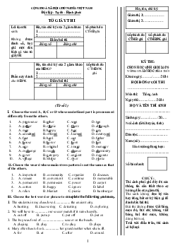 Đề luyện thi HSG cấp Hyện Tiếng Anh 9 | Đề thi học sinh giỏi Anh 9