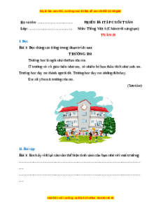 Bài tập cuối tuần Tiếng việt lớp 1 Tuần 29 Chân trời sáng tạo(có lời giải)