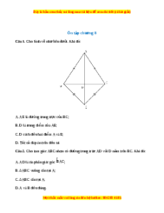 Trắc nghiệm tổng hợp Chương 8 Toán 7 Chân trời sáng tạo