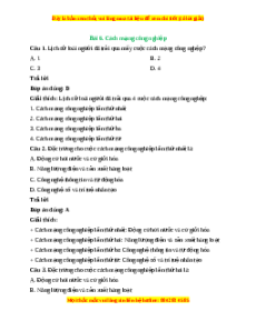 Trắc nghiệm Bài 6: Cách mạng công nghiệp