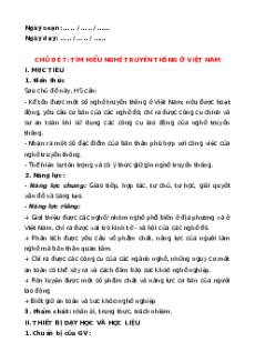 Giáo án HĐTN 6 Chân trời sáng tạo Chủ đề 7. Tìm hiểu nghề truyền thống ở Việt Nam