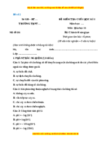 Đề thi cuối kì 1 Hóa Học 11 Chân trời sáng tạo - Đề 2