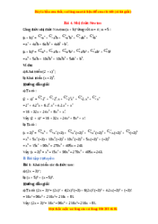 Lý thuyết Bài 4: Nhị thức Newton Toán 10 Cánh diều