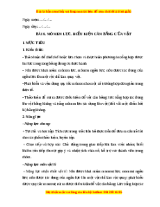 Giáo án Bài 6 Vật lí 10 Cánh diều (2024): Mômen lực. Điều kiện cân bằng của vật