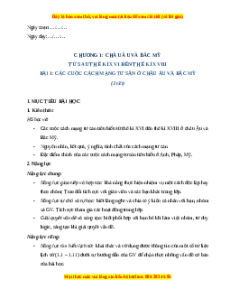 Giáo án Bài 1 Lịch sử 8 Chân trời sáng tạo (2024): Các cuộc cách mạng tư sản ở châu Âu và Bắc Mỹ