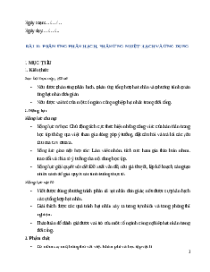 Giáo án Bài 16: Phản ứng phân hạch, phản ứng nhiệt hạch và ứng dụng Vật Lí 12 Chân trời sáng tạo