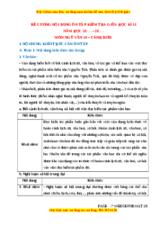 Đề cương ôn tập giữa kì 2 Ngữ văn 10 Cánh diều