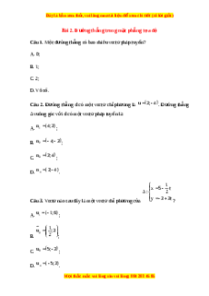 Trắc nghiệm Đường thằng trong mặt phẳng tọa độ Toán 10 Chân trời sáng tạo