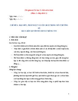 Giáo án Bài 5: Bản quyền nội dung thông tin Tin học lớp 5 Kết nối tri thức
