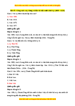 Trắc nghiệm Lịch sử 7 Bài 15 Chân trời sáng tạo: Công cuộc xây dựng và bảo vệ đất nước thời Lý (1009-1226)