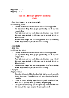 Giáo án Chủ đề 4 HĐTN 12 Kết nối tri thức: Trách nhiệm với gia đình