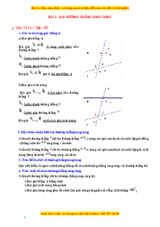 Chuyên đề Hai đường thẳng song song Toán 7 Cánh diều