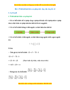 Lý thuyết Bài 4: Thứ tự thực hiện các phép tính. Quy tắc chuyển vế