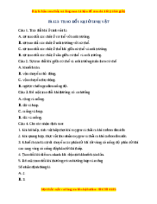 Trắc nghiệm Trao đổi khí ở sinh vật KHTN 7 Cánh diều