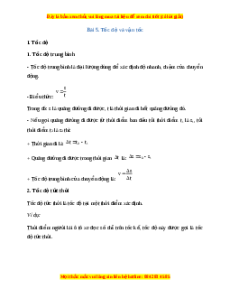 Lý thuyết Vật lý 10 Kết nối tri thức Bài 5: Tốc độ và vận tốc