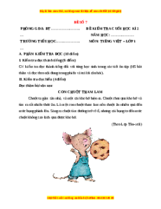 Đề thi Tiếng Việt lớp 1 Học kì 2 Kết nối tri thức (Đề 7)