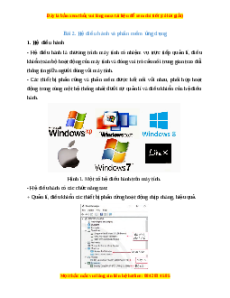 Lý thuyết Tin học 7 Chân trời sáng tạo Bài 2: Hệ điều hành và phần mềm ứng dụng