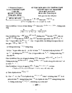 Đề thi HSG Toán 10 Trường THPT Chuyên Hoàng Văn Thụ - Hòa Bình