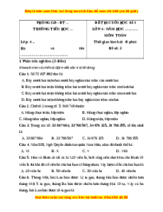 Đề thi cuối kì 1 Toán lớp 4 Kết nối tri thức - Đề 3