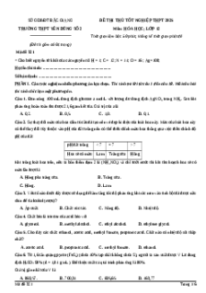Đề thi thử tốt nghiệp THPT 2025 Hóa học trường THPT Yên Dũng - Bắc Giang