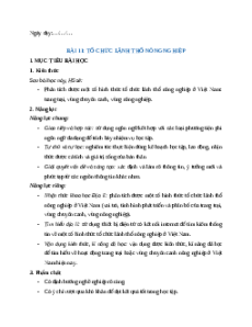Giáo án Bài 11 Địa lí 12 Cánh diều: Một số hình thức tổ chức lãnh thổ nông nghiệp