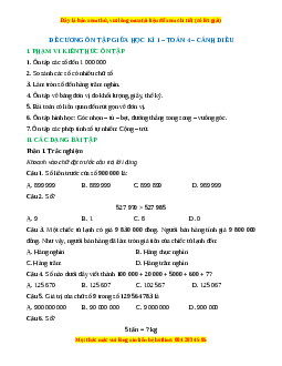 Đề cương ôn tập giữa học kì 1 Toán lớp 4 Cánh diều