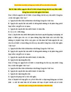 Trắc nghiệm Bài 20 KTPL 10 Kết nối tri thức: Đặc điểm, nguyên tắc tổ chức và hoạt động của bộ máy nhà nước Cộng hòa xã hội chủ nghĩa Việt Nam