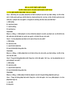 Trắc nghiệm Bài 14 Kinh tế pháp luật 10 Đúng-Sai, Trả lời ngắn: Giới thiệu hiến pháp