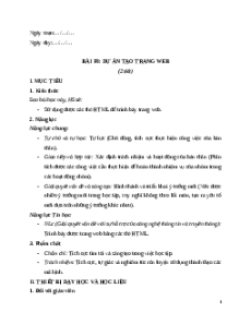 Giáo án Bài F6: Dự án tạo trang web Tin học 12 Chân trời sáng tạo