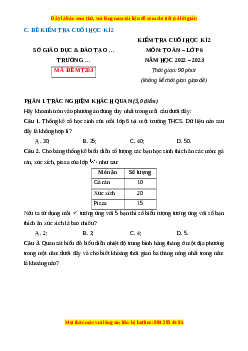 Đề thi cuối kì 2 Toán 6 Cánh diều (Đề 8)