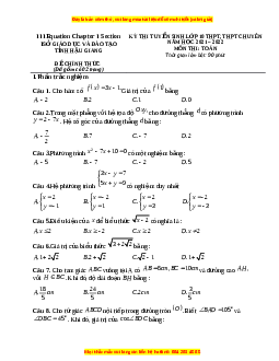 Đề thi vào 10 môn Toán tỉnh Hậu Giang năm 2022