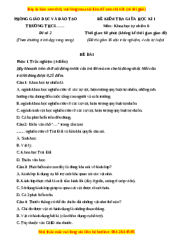 Đề thi giữa kì 1 KHTN 6 Chân trời sáng tạo (song song)- Đề 2