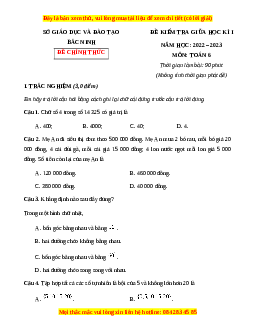 Đề thi giữa kì 1 Toán 6 Kết nối tri thức Sở GD&ĐT Bắc Ninh