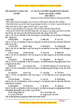 Đề thi thử Địa Lí Sở Hà Nội năm 2021