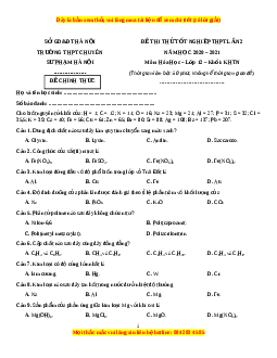 Đề thi thử Hóa Học trường Chuyên ĐH Sư Phạm lần 2 năm 2021