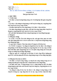 Giáo án Bảo toàn năng lượng và sử dụng năng lượng KHTN 6 Chân trời sáng tạo