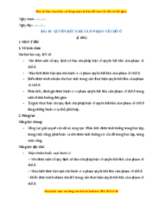 Giáo án Bài 18 KTPL 11 Chân trời sáng tạo: Quyền bất khả xâm phạm về chỗ ở