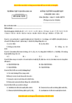 Đề thi thử Hóa Học trường Chuyên Long An năm 2021