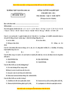 Đề thi thử Hóa Học trường Chuyên Long An năm 2021