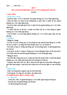 Giáo án Bài 37 Địa lí 10 Kết nối tri thức: Địa lí ngành thương mại và ngành tài chính ngân hàng